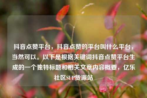 抖音点赞平台，抖音点赞的平台叫什么平台，当然可以	。以下是根据关键词抖音点赞平台生成的一个独特标题和相关文章内容概要	，亿乐社区SUP货源站  第1张